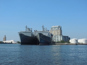 Big Navy ships in port