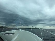 Entering the anchorage - stormy skies