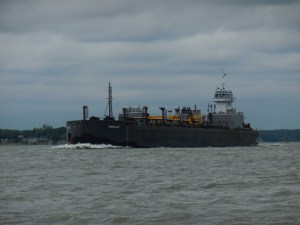 Passing 2nd barge - Look at the water he is pushing off his bow