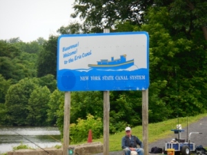 Welcome sign on southern shore