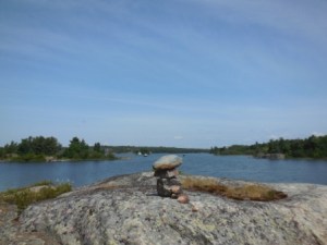 Rock monument at Burnt Is anchorage
