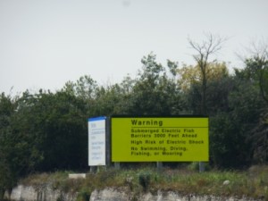 Electric fish barrier sign