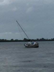 Sailboat on shoal