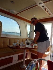 Mark serving up the steak