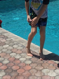 Daniel's shark squirting bathing suit