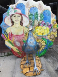 Peacock statue in Coconut Grove