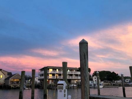 Sunset sky over marina