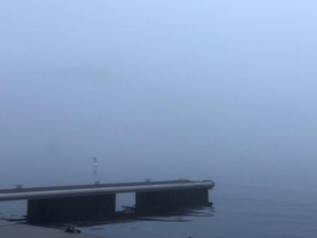 Really foggy now - end of dock