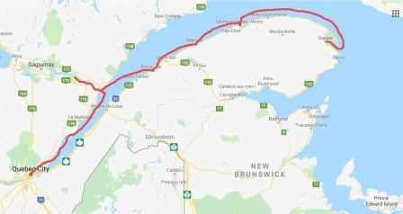 QC to Gaspe with stop pointsc