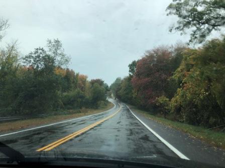 Rainy fall day on highway to I95